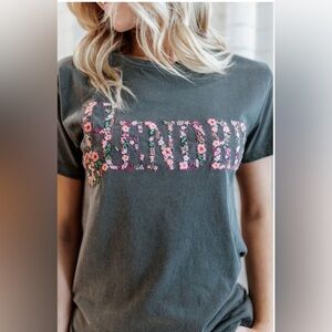 Hendricks Charcoal Floral Embroidered Lettering